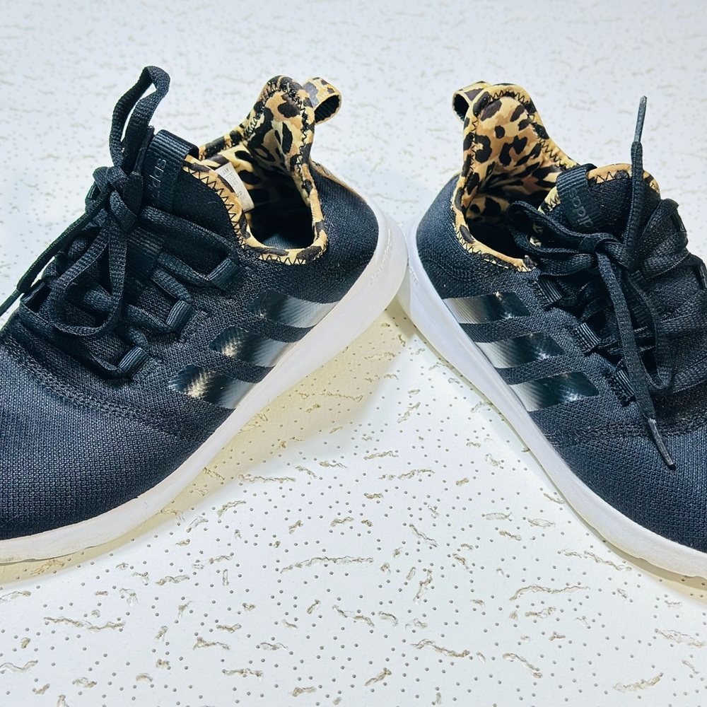 Black Sneakers with Leopard Print Accents adidas